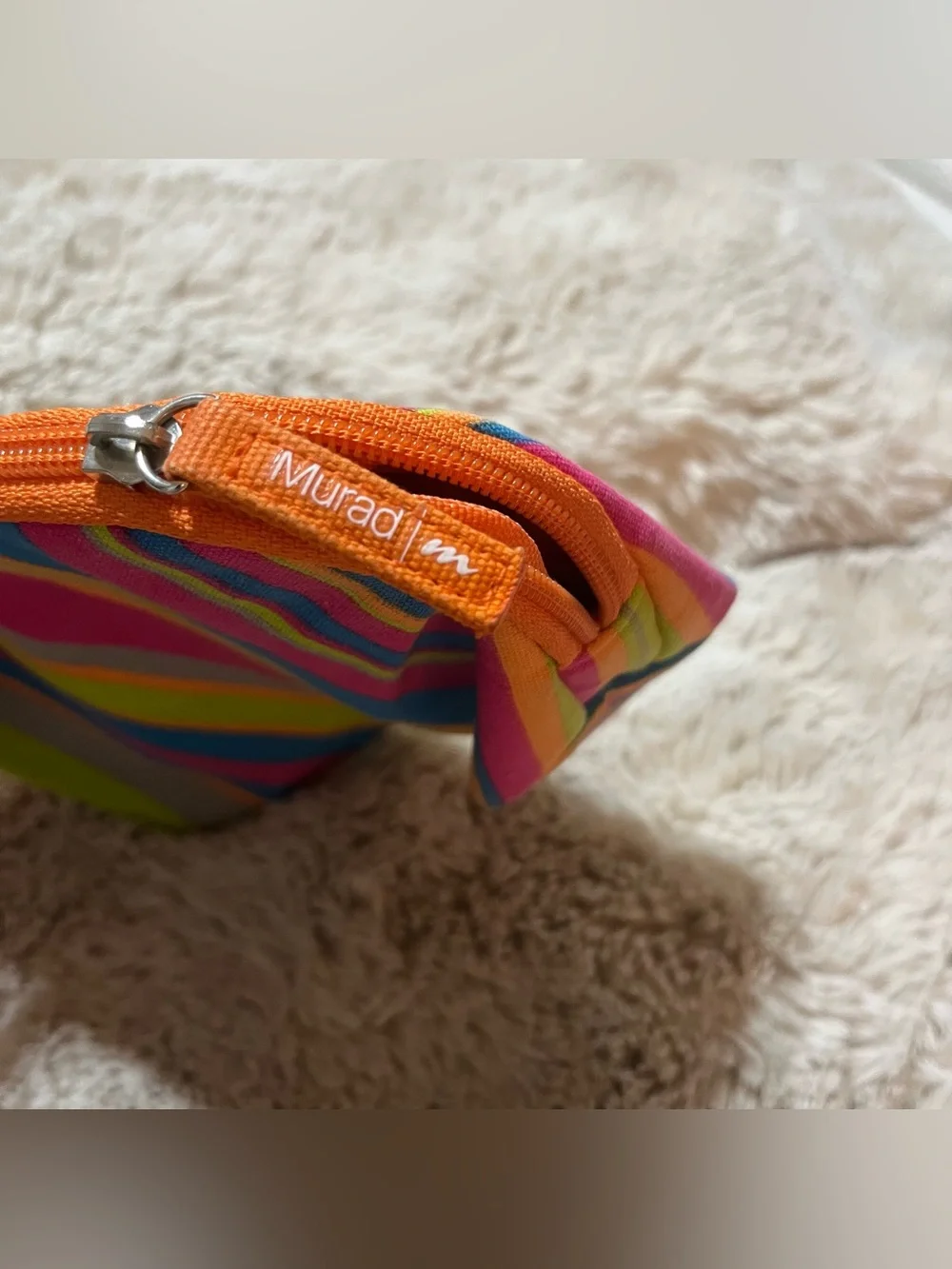 Murad Multicolor Striped Cosmetic Bag - Pink, Blue, Yellow, Green, Orange 02-26